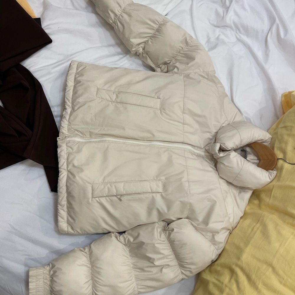 Elegant Cream Puffer Jacket for Women